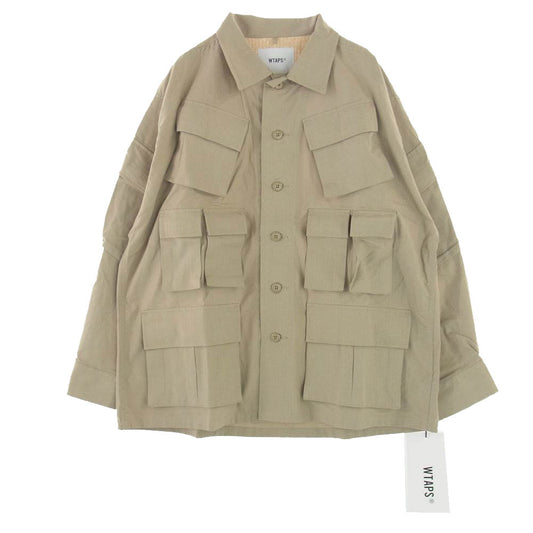 WTAPS ダブルタップス 202BRDT-SHM02 MODULAR LS SHIRT RIPSTO モジュラー リップストップ 長袖 シャツ ジャケット ベージュ系 02【極上美品】【中古】