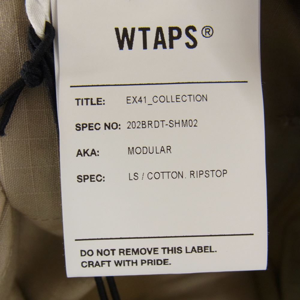 WTAPS ダブルタップス 202BRDT-SHM02 MODULAR LS SHIRT RIPSTO モジュラー リップストップ 長袖 シャツ ジャケット ベージュ系 02【極上美品】【中古】