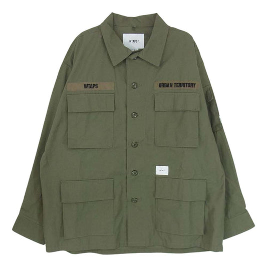WTAPS ダブルタップス 21SS 211WVDT-SHM03 JUNGLE 02 ジャングル ミリタリー 長袖 シャツ ジャケット カーキ系 02【中古】