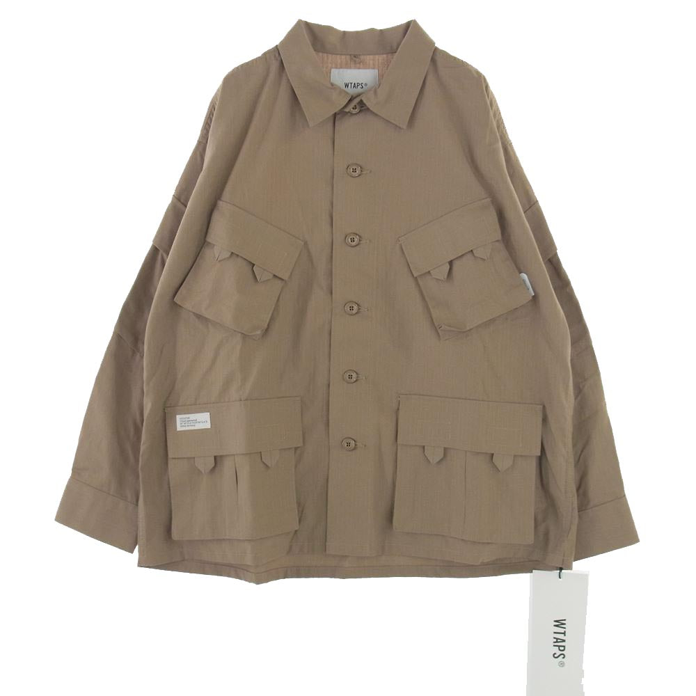 WTAPS ダブルタップス 21AW  212BRDT-SHM03 MODULAR LS COTTON RIPSTOP 再構築 モジュラー コットン リップストップ 長袖 シャツ ジャケット デザートカモ ベージュ系 02【極上美品】【中古】