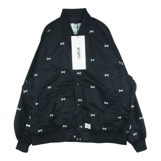 WTAPS ダブルタップス 22SS 221TQDT-JKM01 TEAM JACKET NYLON MA-1 クロスボーン 刺繍 ナイロン MA-1 ジャケット ブルゾン ブラック系 03【美品】【中古】
