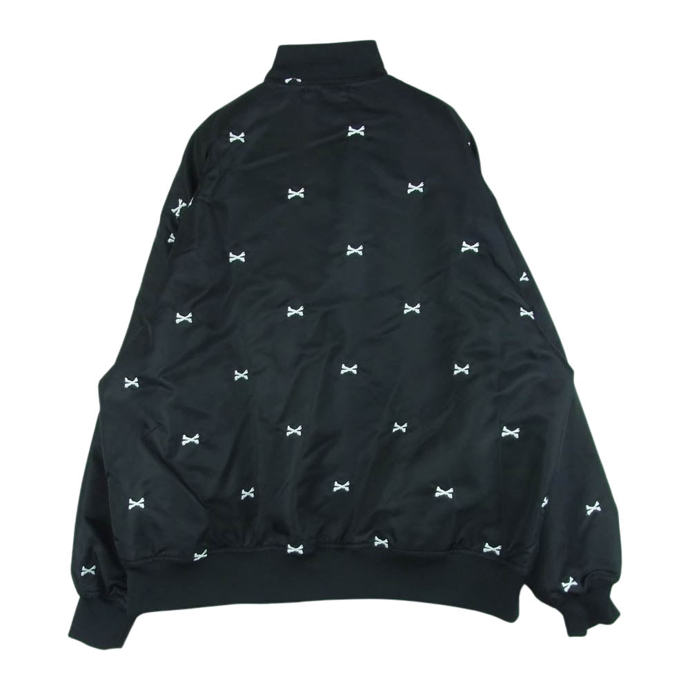 WTAPS ダブルタップス 22SS 221TQDT-JKM01 TEAM JACKET NYLON MA-1 クロスボーン 刺繍 ナイロン MA-1 ジャケット ブルゾン ブラック系 03【美品】【中古】