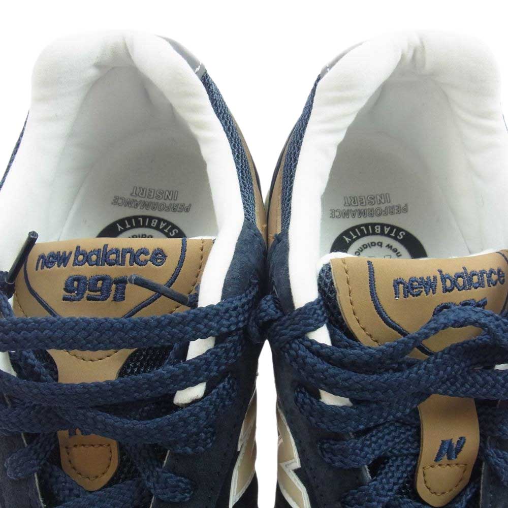 NEW BALANCE ニューバランス M991DNB 英国製 スエード ローカット スニーカー ネイビー ネイビー系 ブラウン系 27.5cm【中古】