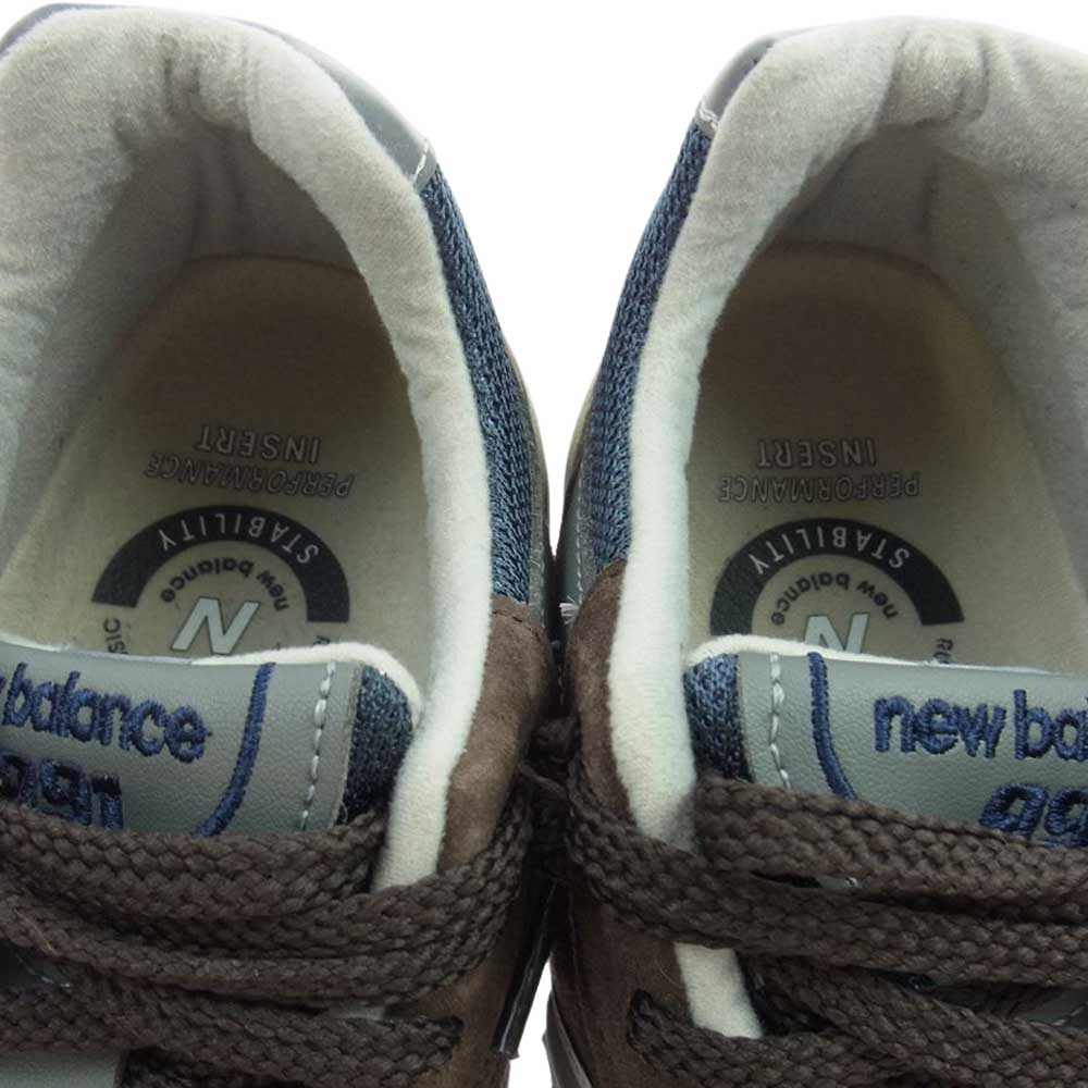 NEW BALANCE ニューバランス M991BNG 英国製 スエード ローカット スニーカー ブラウン ダークブラウン系 ネイビー系 27.5cm【中古】