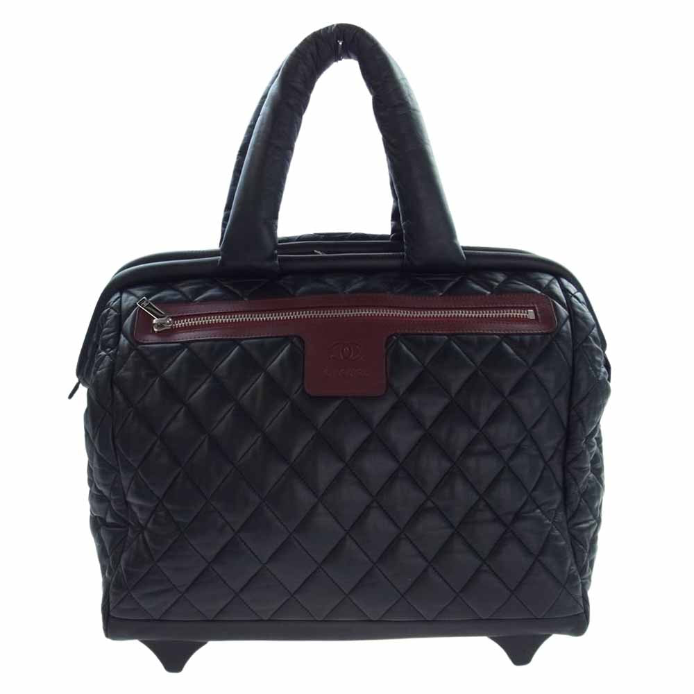 CHANEL シャネル コココクーン マトラッセ キャリーケース バッグ ブラック系 ワインレッド系【中古】