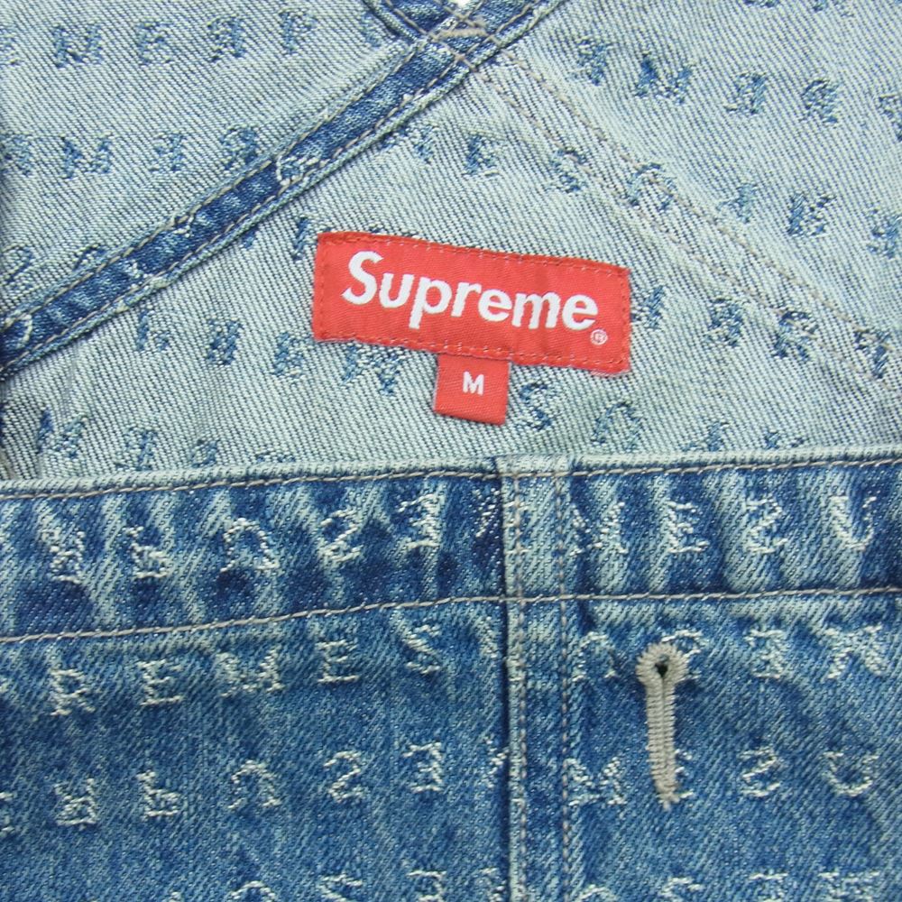 Supreme シュプリーム 20SS Jacquard Logos Denim Overalls ジャガード ロゴ デニム オーバーオール インディゴブルー系 M【中古】