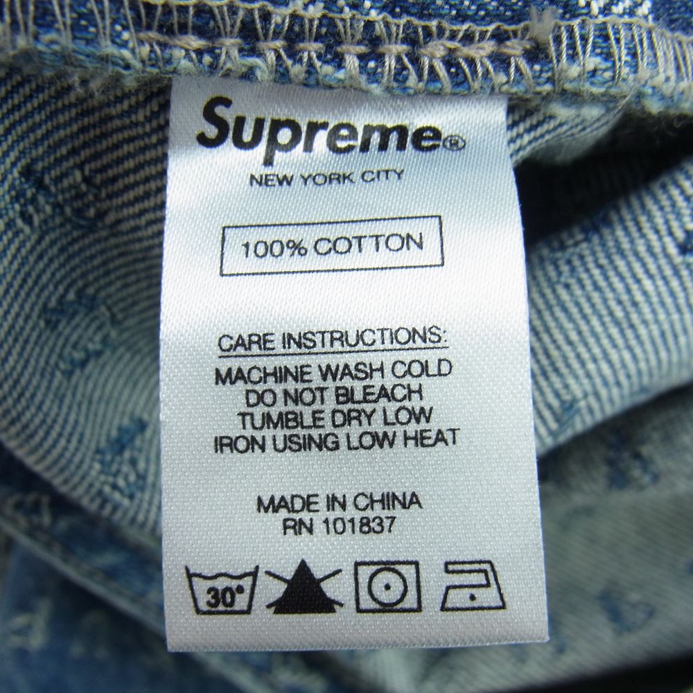 Supreme シュプリーム 20SS Jacquard Logos Denim Overalls ジャガード ロゴ デニム オーバーオール インディゴブルー系 M【中古】