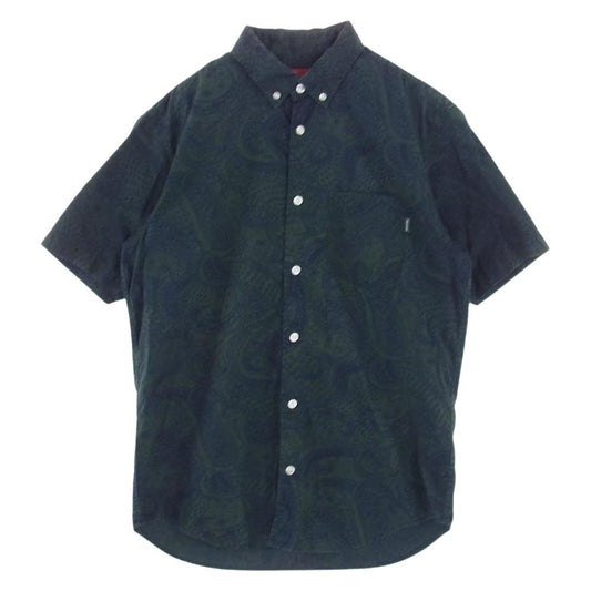 Supreme シュプリーム 13SS paisley shirt ペイズリー 半袖 BD シャツ グリーン系 S【中古】