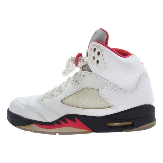 NIKE ナイキ 136027-100 AIR JORDAN 5 RETRO アジョーダン 5 レトロ 白赤銀ベロ スニーカー ブラック系 ホワイト系 レッド系 26.5cm【中古】
