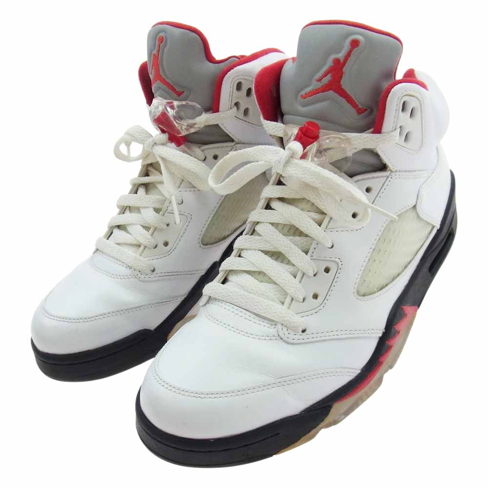 NIKE ナイキ 136027-100 AIR JORDAN 5 RETRO アジョーダン 5 レトロ 白赤銀ベロ スニーカー ブラック系 ホワイト系 レッド系 26.5cm【中古】