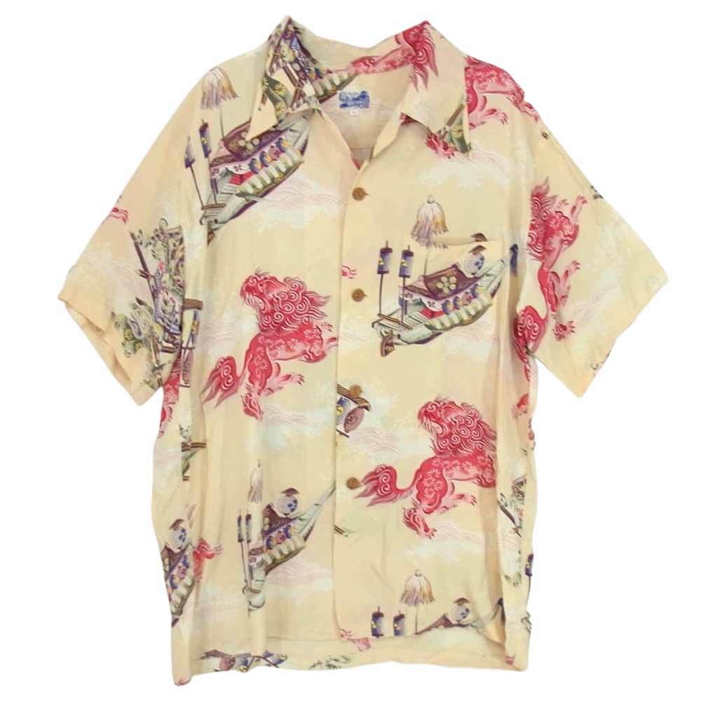 東洋エンタープライズ × BEAMS ビームス 和柄 レーヨン アロハ シャツ ちりめん マルチカラー系 L【中古】