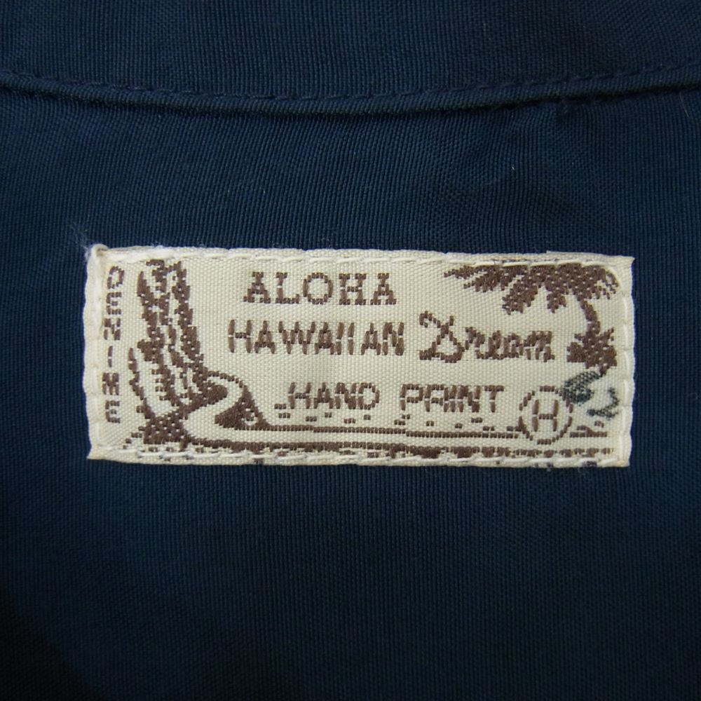 Denime ドゥニーム 和柄 レーヨン アロハ シャツ 鶴 ネイビー系 L【中古】
