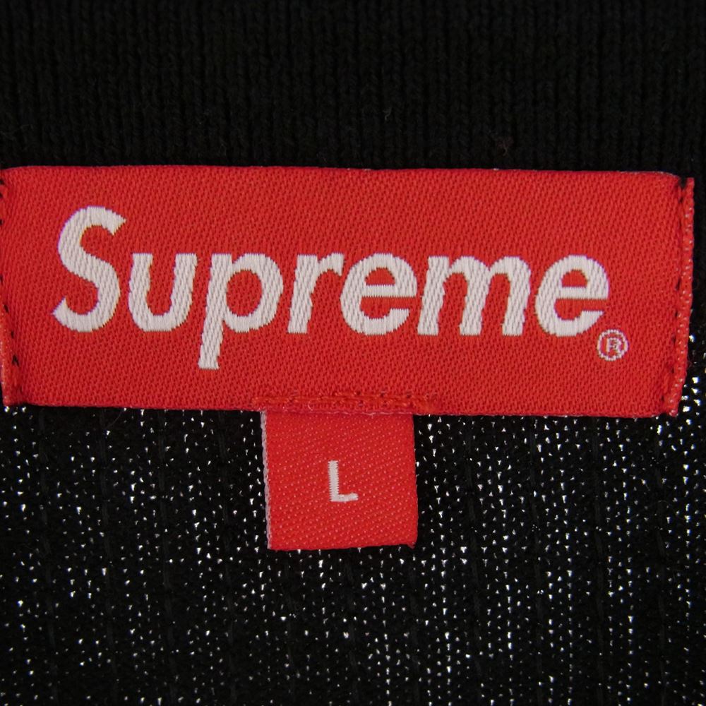 Supreme シュプリーム 23SS Sequin Stripe Zip Polo シークイン ストライプ ジップ ポロ シャツ ブラック系 L【美品】【中古】