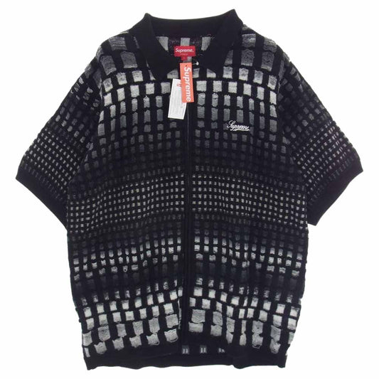 Supreme シュプリーム 23SS Gradient Grid Zip Up Polo グラデーション ニット ジップ ポロシャツ ブラック系 L【新古品】【未使用】【中古】
