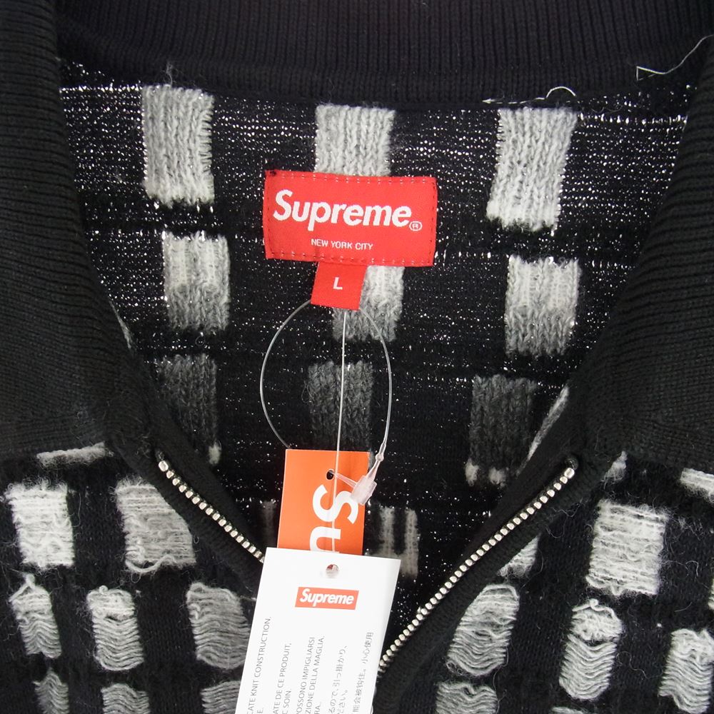 Supreme シュプリーム 23SS Gradient Grid Zip Up Polo グラデーション ニット ジップ ポロシャツ ブラック系 L【新古品】【未使用】【中古】