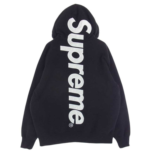 Supreme シュプリーム 23SS Satin Applique Hooded Sweatshirt サテン アップリケ フーディー スウェットシャツ ブラック系 L【美品】【中古】