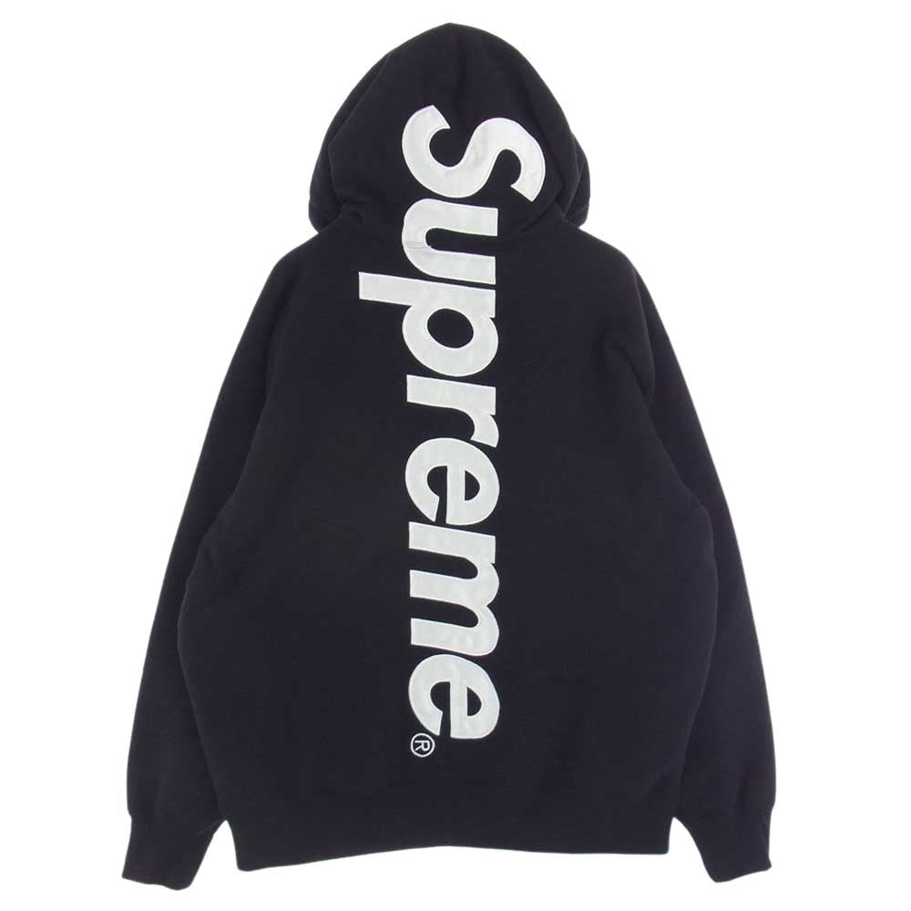 Supreme シュプリーム 23SS Satin Applique Hooded Sweatshirt サテン アップリケ フーディー  スウェットシャツ ブラック系 L【美品】【中古】