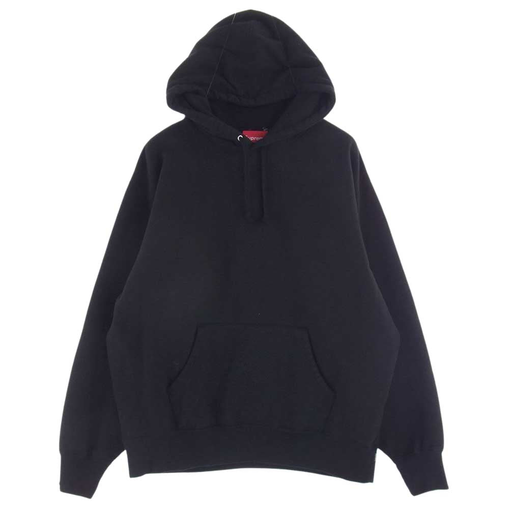 Supreme シュプリーム 23SS Satin Applique Hooded Sweatshirt サテン アップリケ フーディー スウェットシャツ ブラック系 L【美品】【中古】