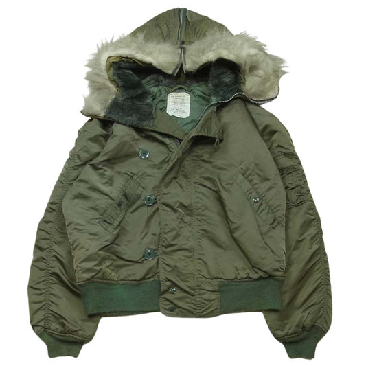 ALPHA アルファ MIL-J-6278F 80s N-2B ミリタリー フライト ジャケット アメリカ製 カーキ系 L【中古】