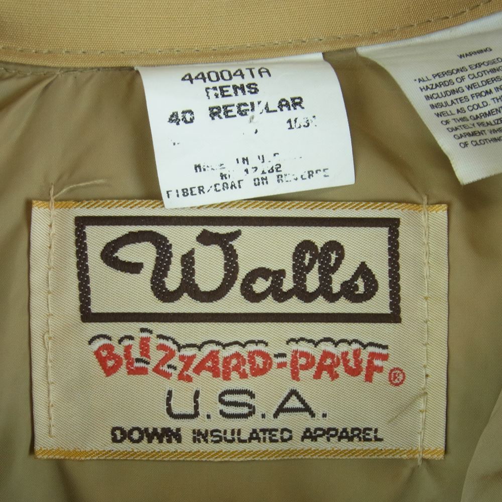 ウォールズ ヴィンテージ 80s USA製 BLIZZARD PRUF フルジップ 中綿入り ジャケット ベージュ系 40 REGULAR【中古】
