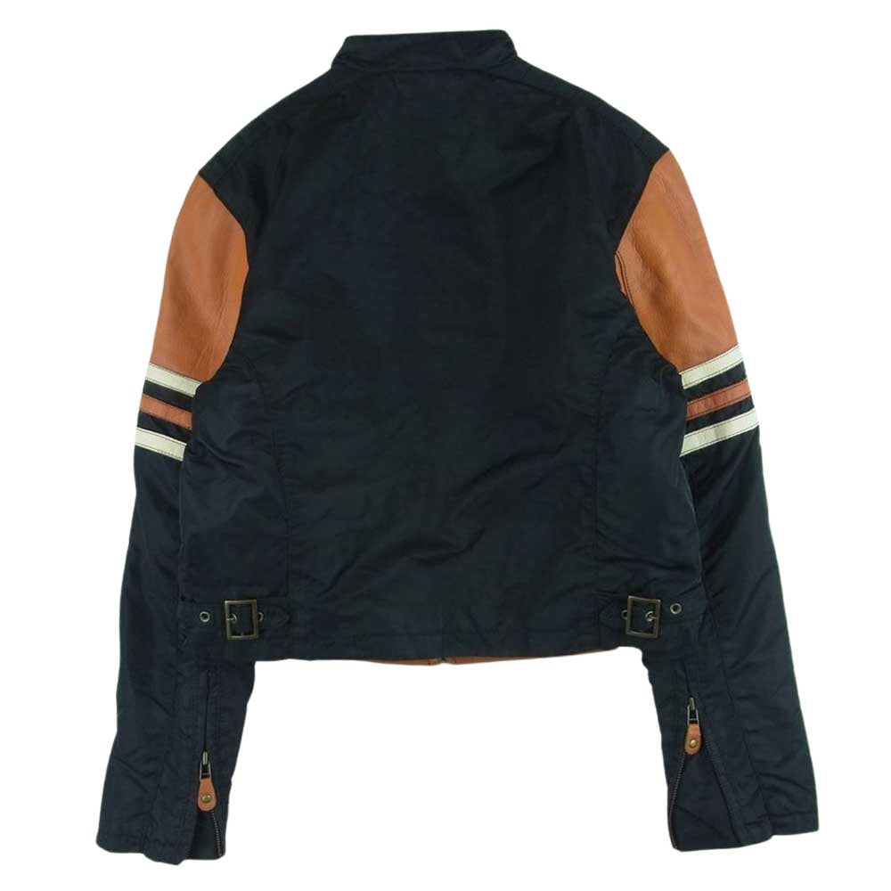 HARLEY DAVIDSON ハーレーダビッドソン 40320 レディース レザー ナイロン 切替 ライダース ジャケット ブラック系 オレンジ系 L【中古】