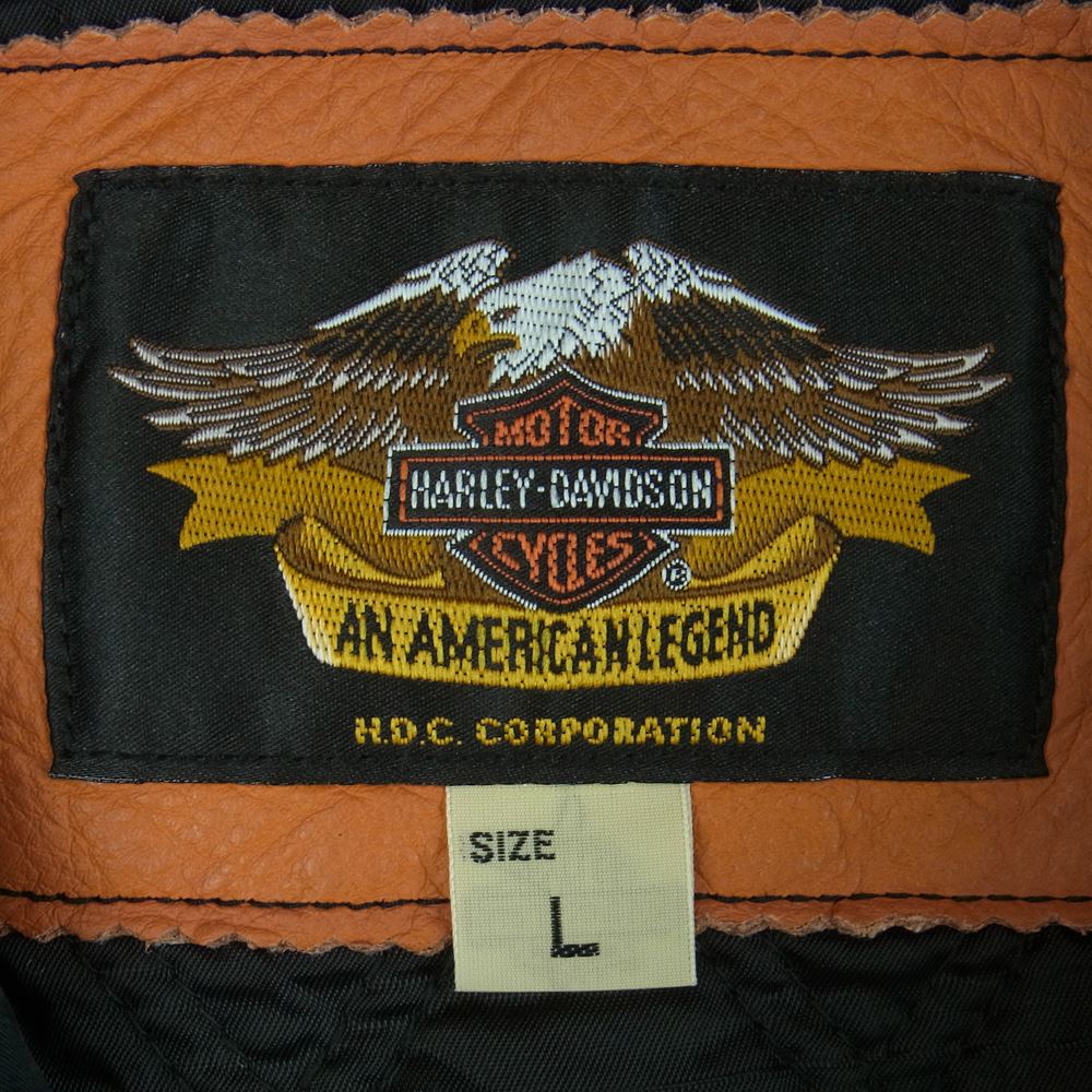 HARLEY DAVIDSON ハーレーダビッドソン 40320 レディース レザー ナイロン 切替 ライダース ジャケット ブラック系 オレンジ系 L【中古】