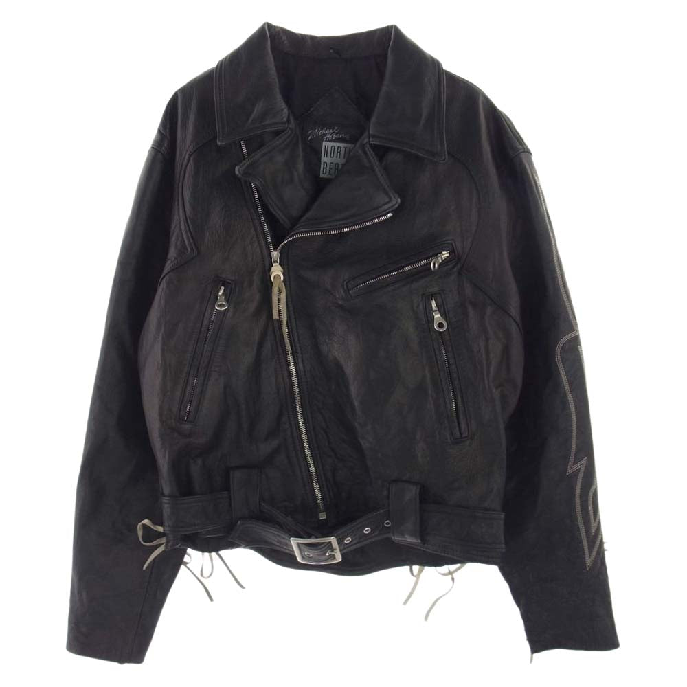ノースビーチ ririジップ オールド レザー ライダース ジャケット ブラック系 36【中古】