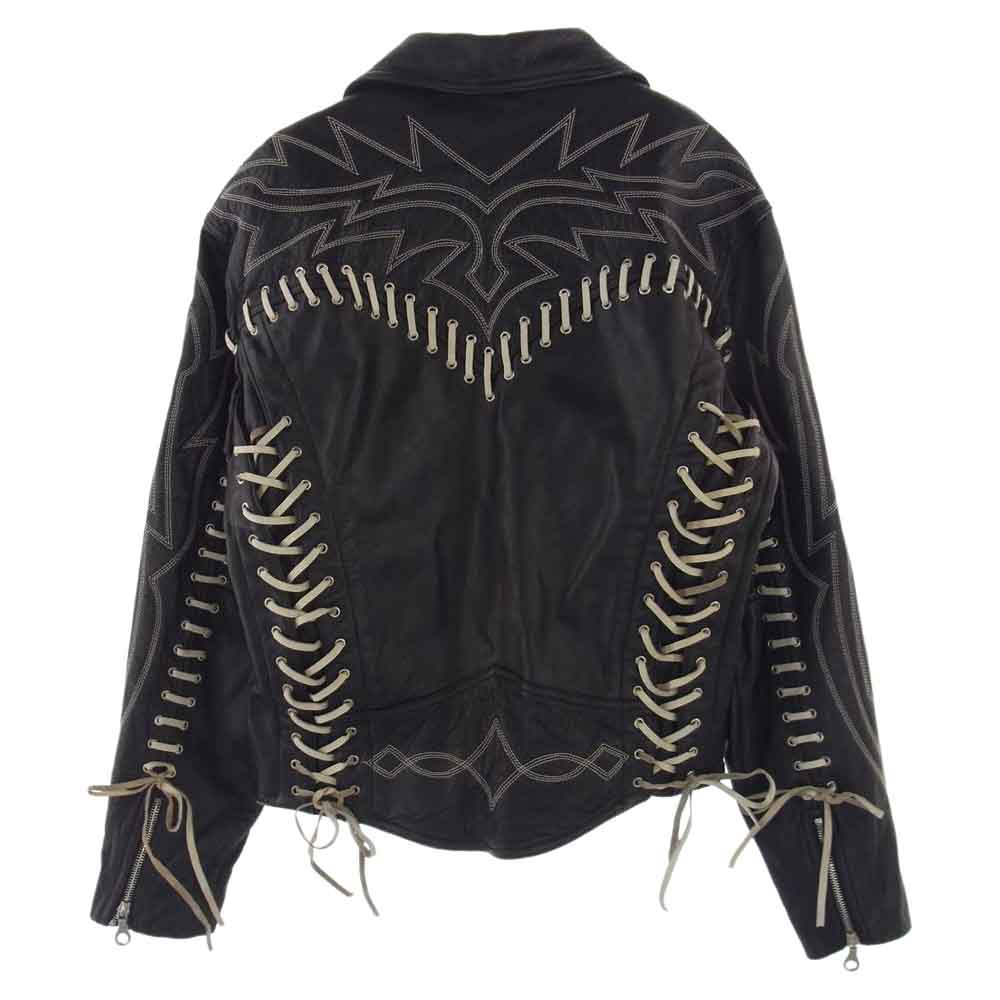 ノースビーチ ririジップ オールド レザー ライダース ジャケット ブラック系 36【中古】