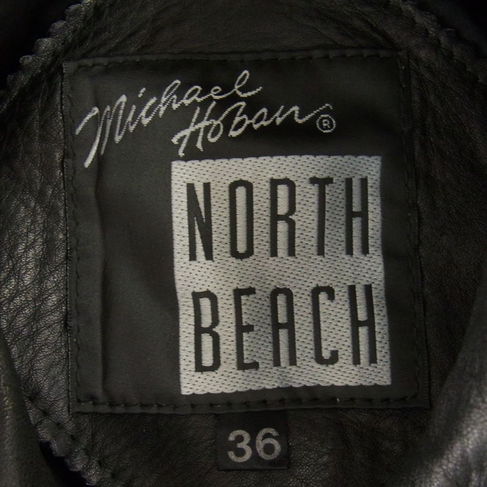 ノースビーチ ririジップ オールド レザー ライダース ジャケット ブラック系 36【中古】