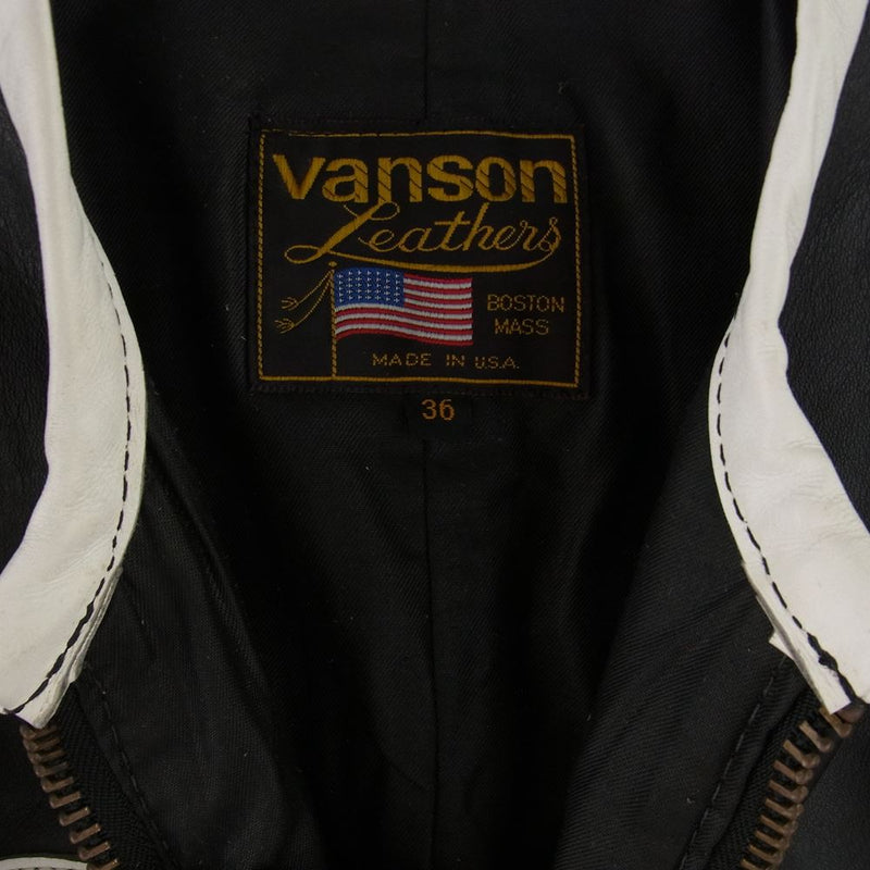 VANSON バンソン USA製 ショート シングル ライダース ジャケット ブラック系 36【中古】