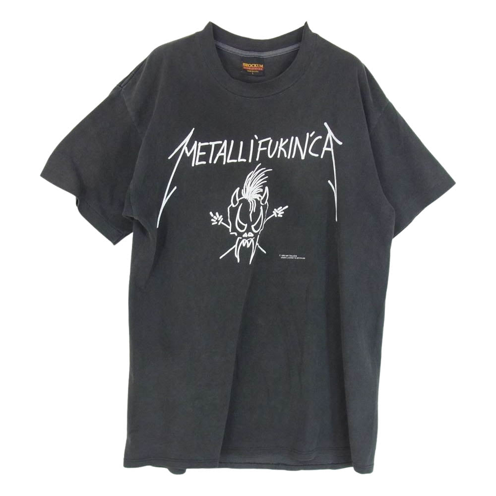 オールド METALLICA メタリカ 90s USA製 1993コピーライト入り BROCKUMボディ METALLI'FUCKIN'CA Tシャツ チャコール系 L【中古】