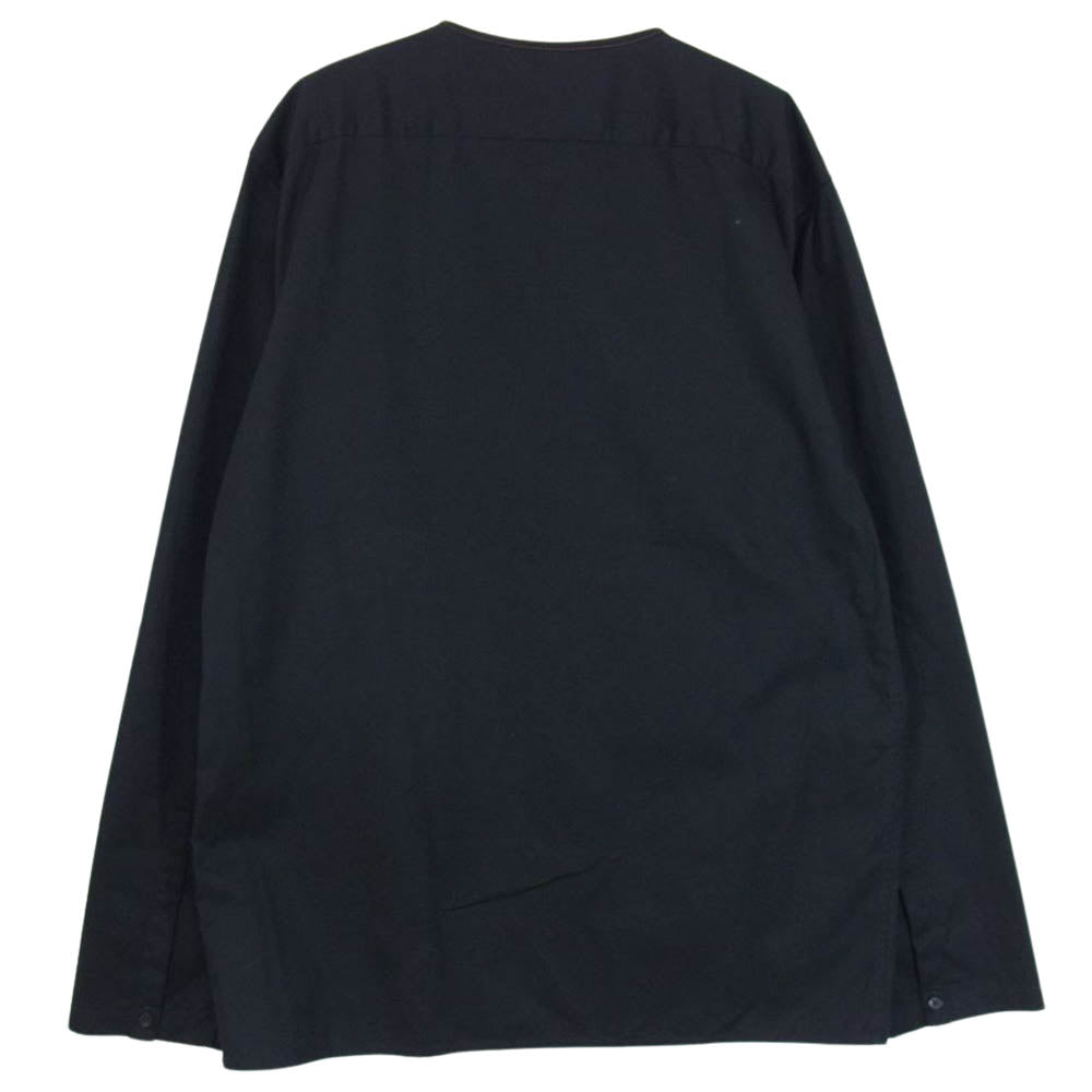 JIL SANDER ジルサンダー JSMS740127 国内正規品 ノーカラー コットン オーバー シャ??ツ  ブラック系 38【中古】