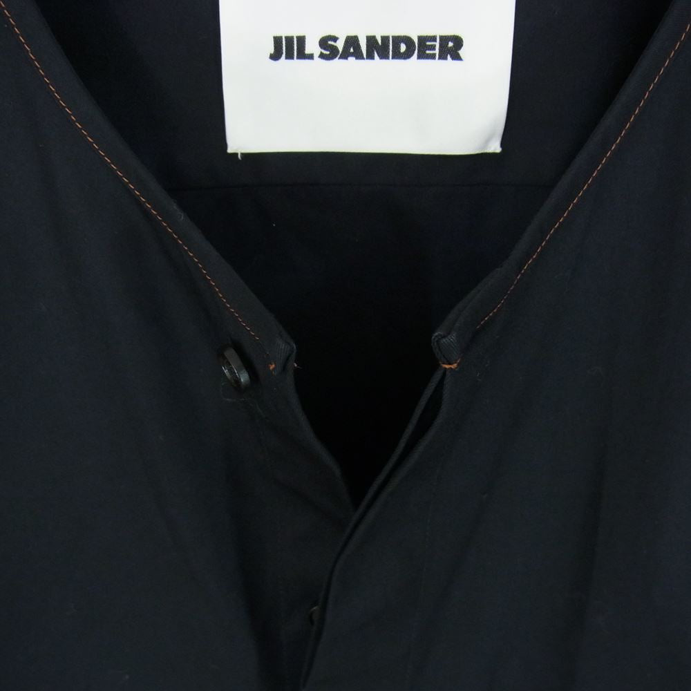 JIL SANDER ジルサンダー JSMS740127 国内正規品 ノーカラー コットン オーバー シャ??ツ  ブラック系 38【中古】