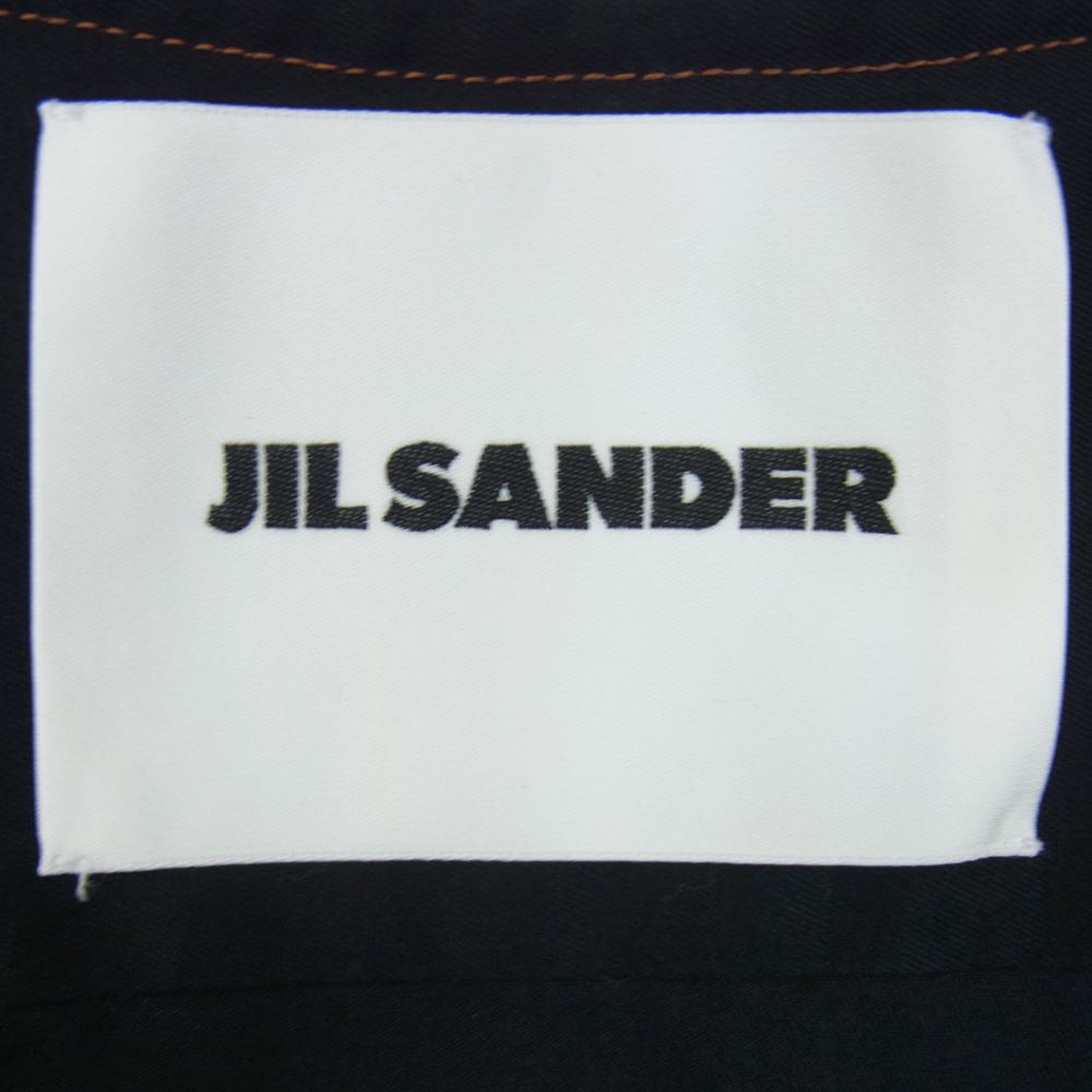 JIL SANDER ジルサンダー JSMS740127 国内正規品 ノーカラー コットン オーバー シャ??ツ  ブラック系 38【中古】