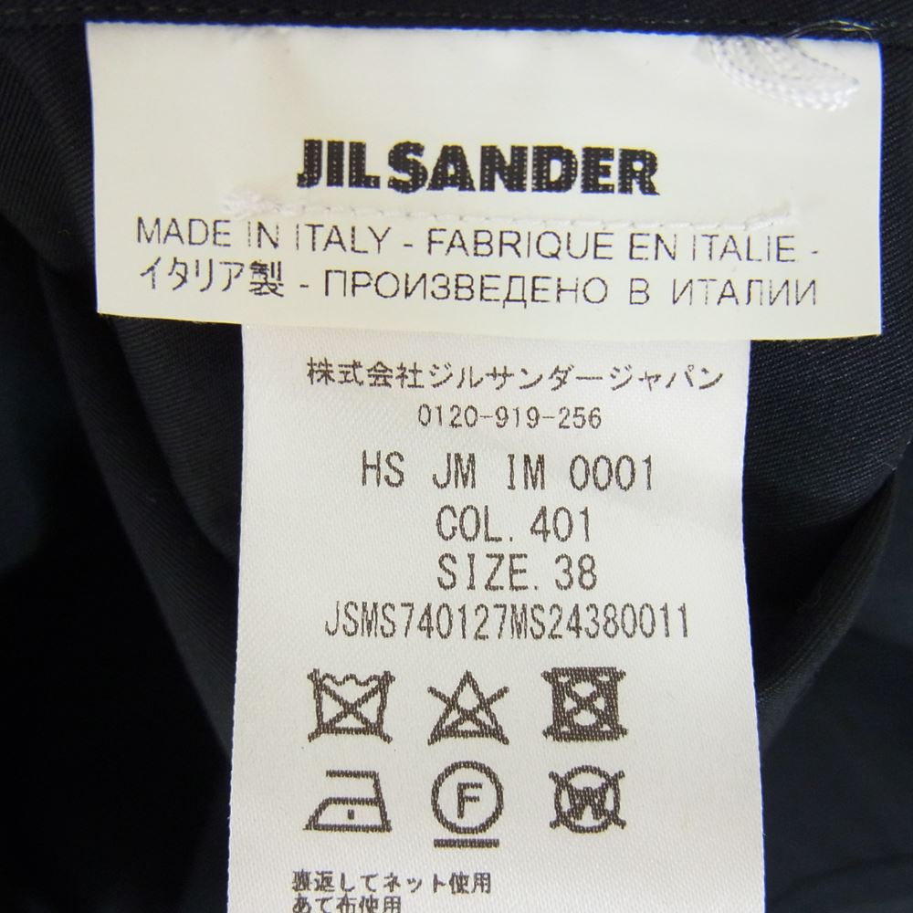 JIL SANDER ジルサンダー JSMS740127 国内正規品 ノーカラー コットン オーバー シャ??ツ  ブラック系 38【中古】