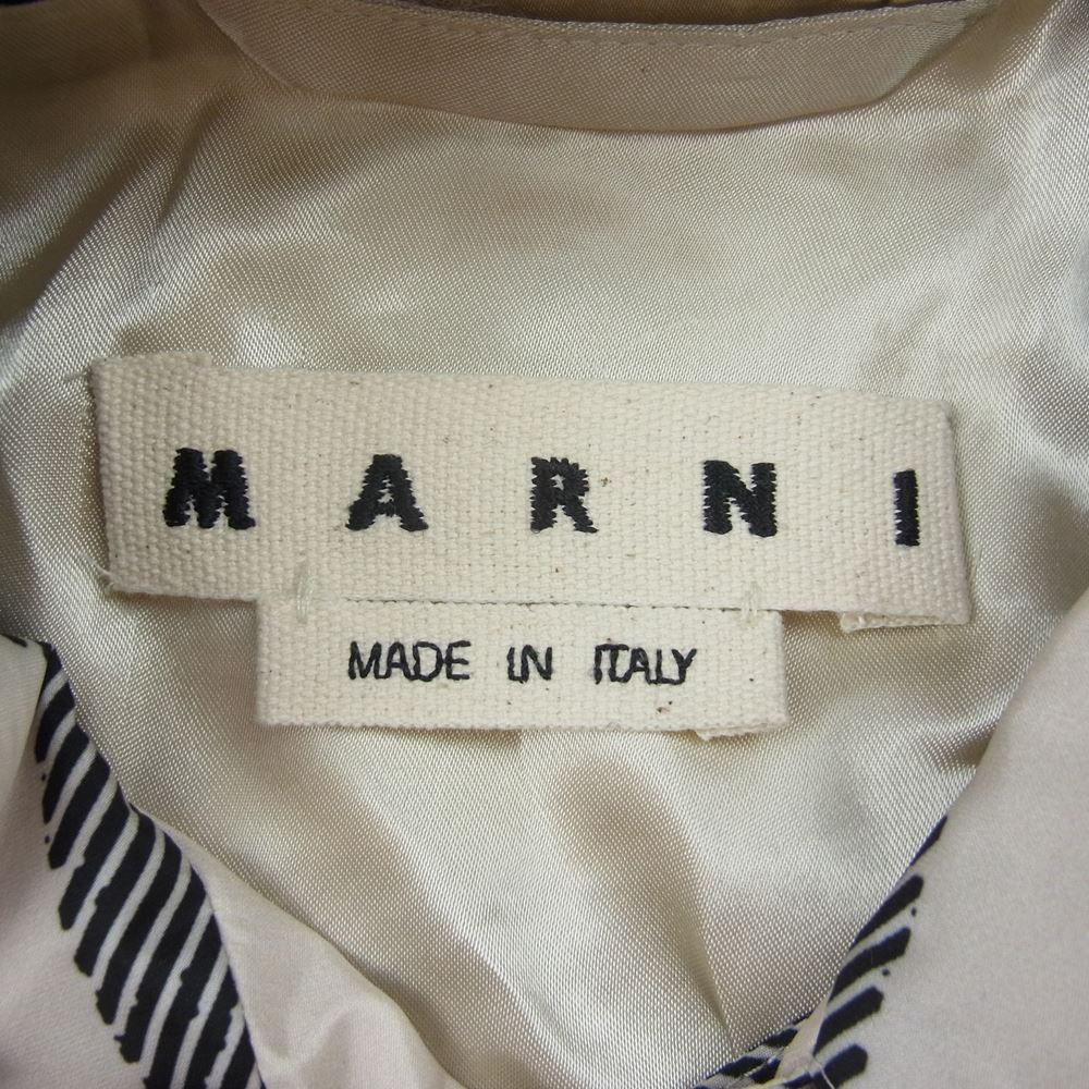 MARNI マルニ TUMU0062U0 チェック ステンカラー ロング コート ブラック系 ホワイト系 46【美品】【中古】