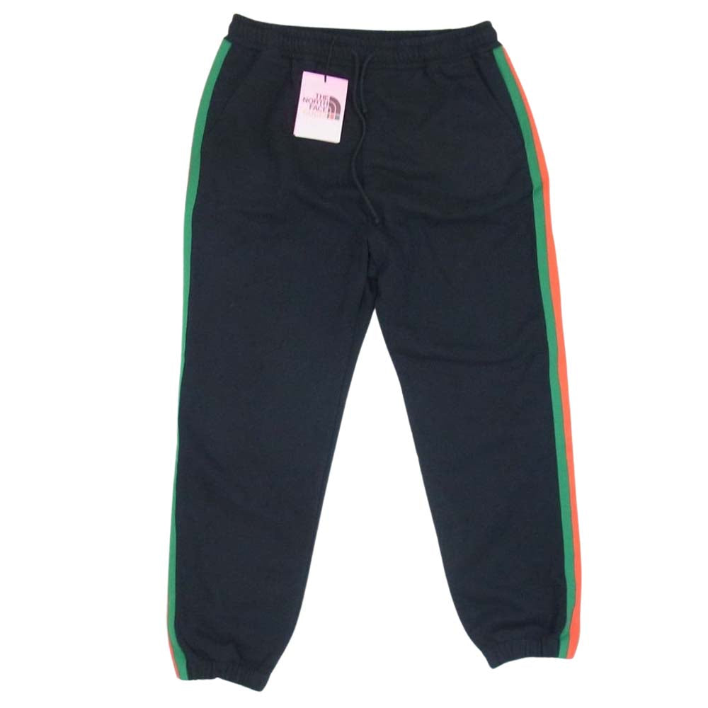 GUCCI グッチ × THE NORTH FACE ノースフェイス 21SS 657490 ウェブ プリント ストライプ ジョギング パンツ  ブラック系 L【新古品】【未使用】【中古】