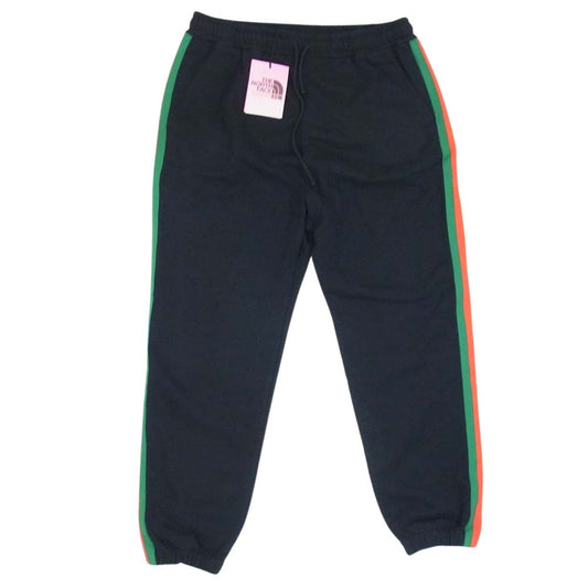 GUCCI グッチ × THE NORTH FACE ノースフェイス 21SS 657490 ウェブ プリント ストライプ ジョギング パンツ  ブラック系 L【新古品】【未使用】【中古】