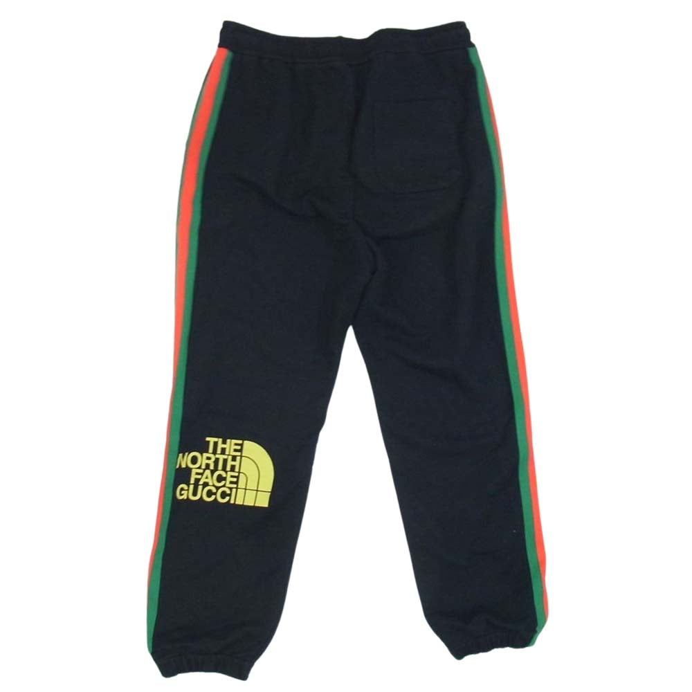 GUCCI グッチ × THE NORTH FACE ノースフェイス 21SS 657490 ウェブ プリント ストライプ ジョギング パンツ  ブラック系 L【新古品】【未使用】【中古】