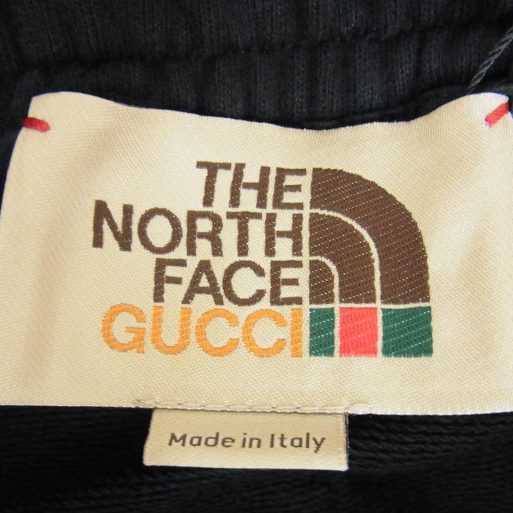 GUCCI グッチ × THE NORTH FACE ノースフェイス 21SS 657490 ウェブ プリント ストライプ ジョギング パンツ  ブラック系 L【新古品】【未使用】【中古】