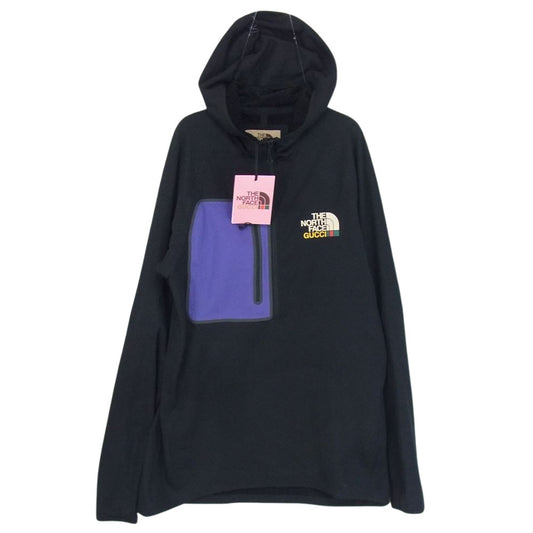 GUCCI グッチ × THE NORTH FACE ノースフェイス 663909 ロゴ ハーフジップ プルオーバーパーカー ブラック系 M【新古品】【未使用】【中古】