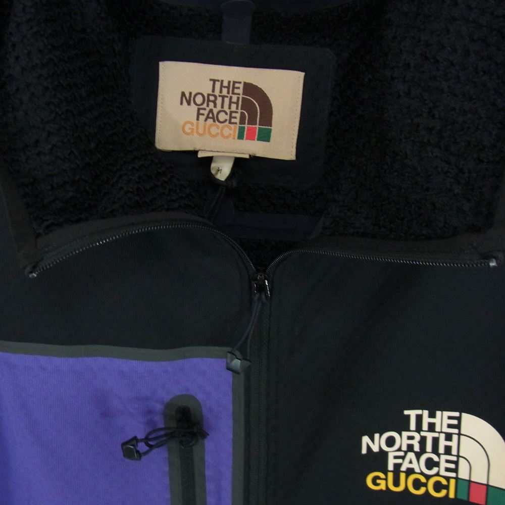 GUCCI グッチ × THE NORTH FACE ノースフェイス 663909 ロゴ ハーフジップ プルオーバーパーカー ブラック系 M【新古品】【未使用】【中古】