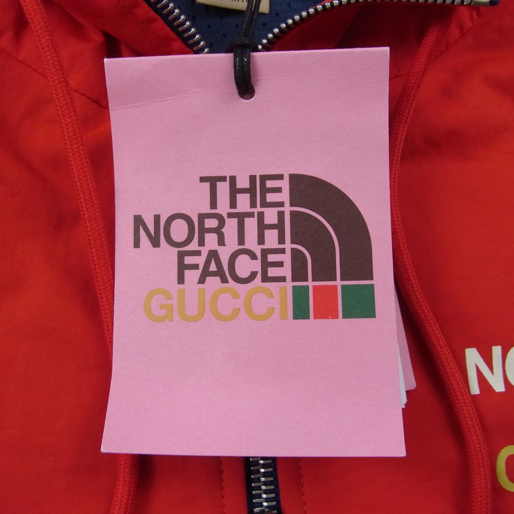 GUCCI グッチ × THE NORTH FACE ノースフェイス 21AW 671462 ナイロン スウェット 切替 ジップ ジャケット レッド系 パープル系 M【新古品】【未使用】【中古】