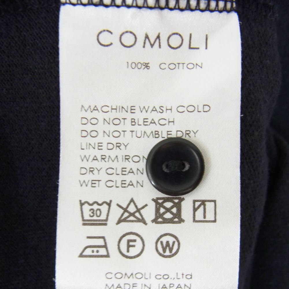COMOLI コモリ 20SS R01-05012 鹿の子 半袖 ポロシャツ ネイビー系 2【中古】