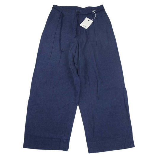 marka マーカ 20SS M20E-07PT02C TUCK WIDE LINEN PANTS 紐ベルト タック ワイド リネン パンツ ネイビー系【中古】