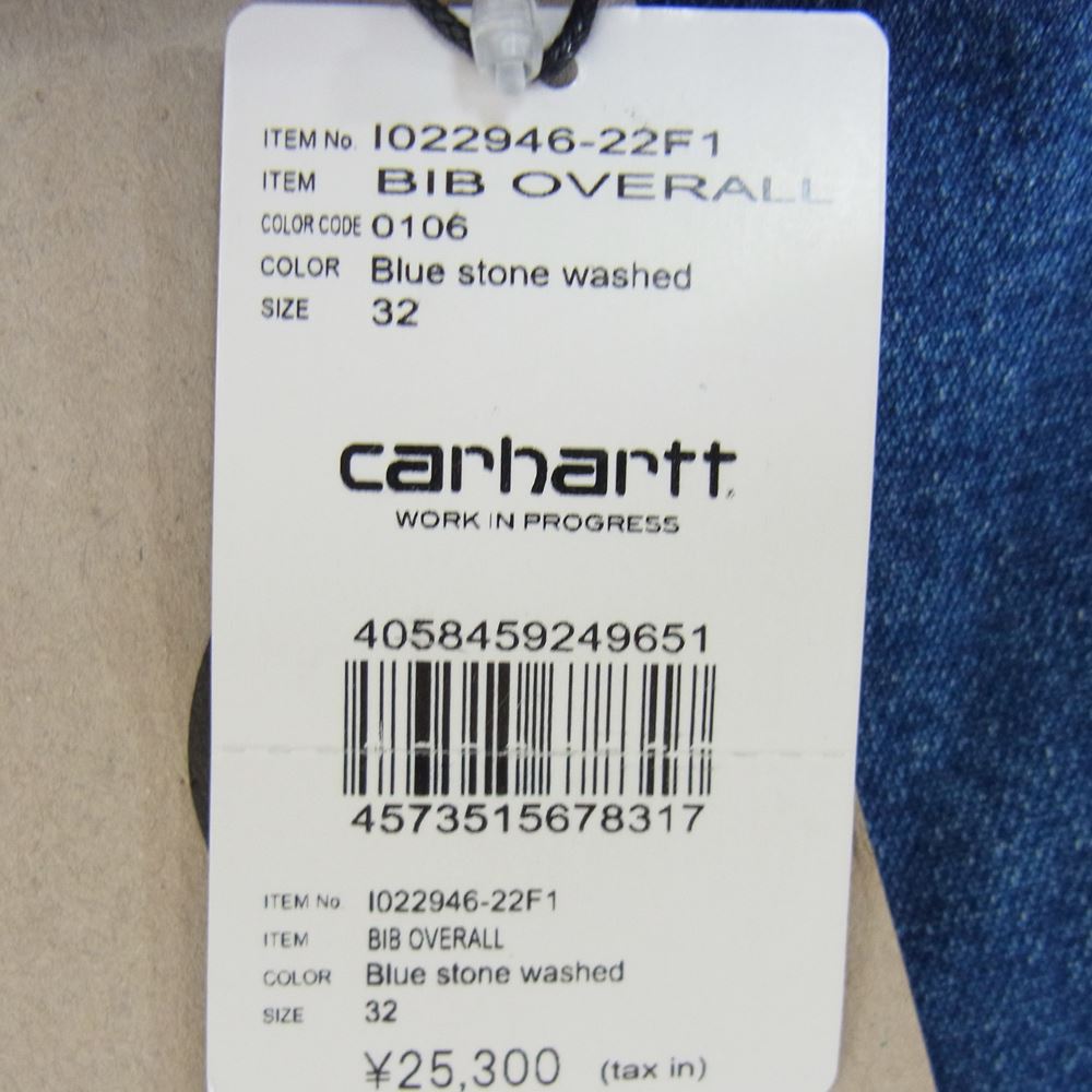 Carhartt カーハート WASHED DENIM BIB OVERALL ウォッシュド デニム ビブ オーバーオール ブルー系 W32 L32【新古品】【未使用】【中古】