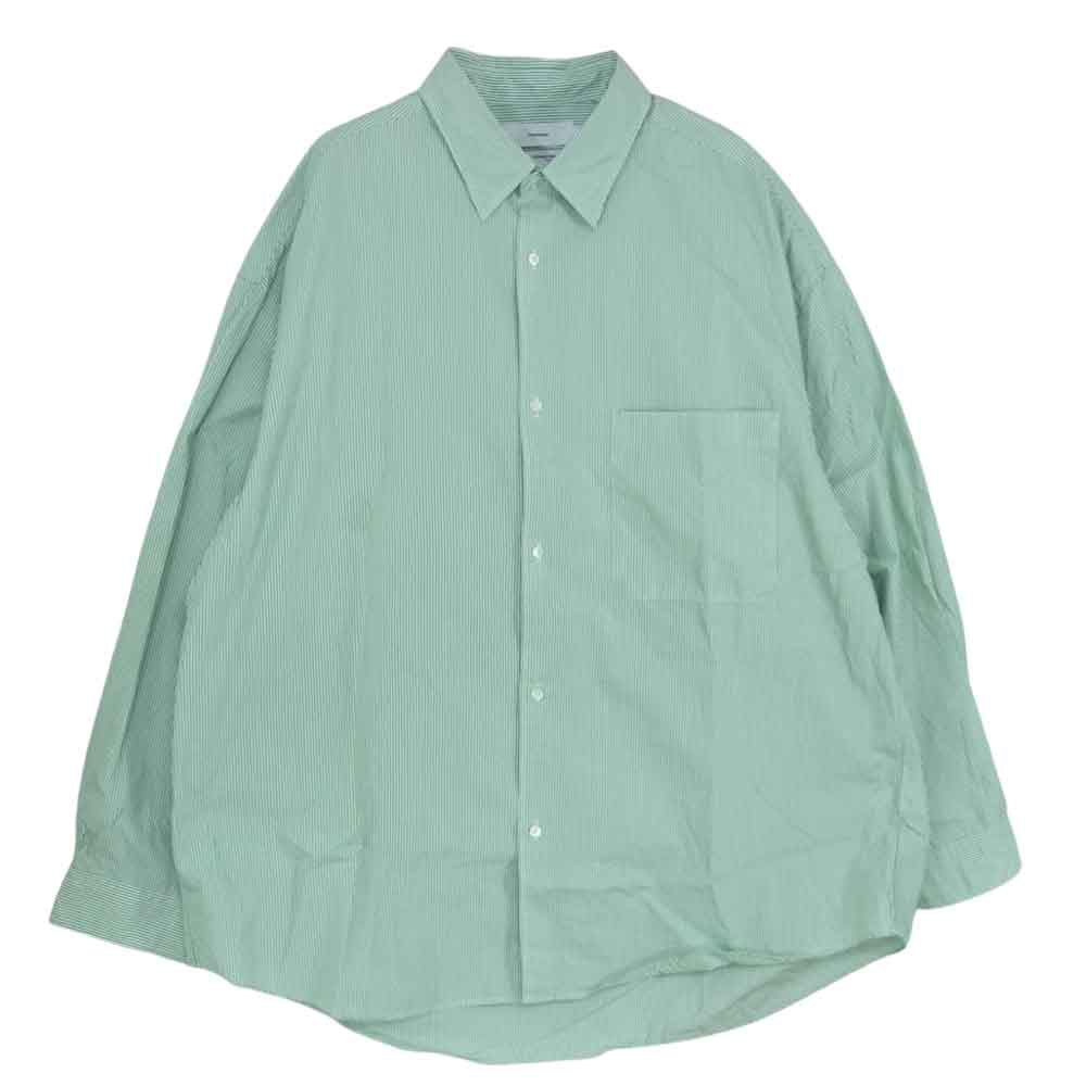 GRAPHPAPER グラフペーパー 22AW GM224-50021 Thomas Mason for GP L/S Oversized Regular Collar Shirt ホワイト系 グリーン系 F【中古】