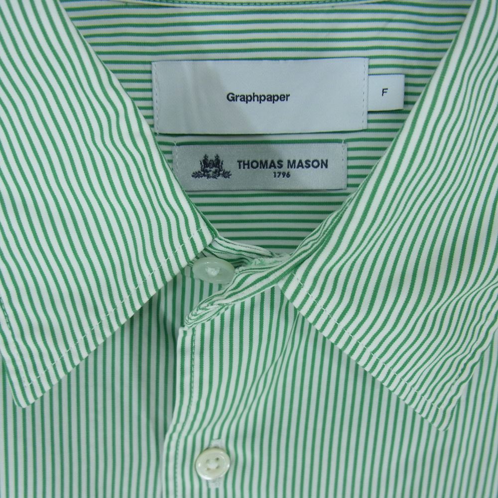 GRAPHPAPER グラフペーパー 22AW GM224-50021 Thomas Mason for GP L/S Oversized Regular Collar Shirt ホワイト系 グリーン系 F【中古】
