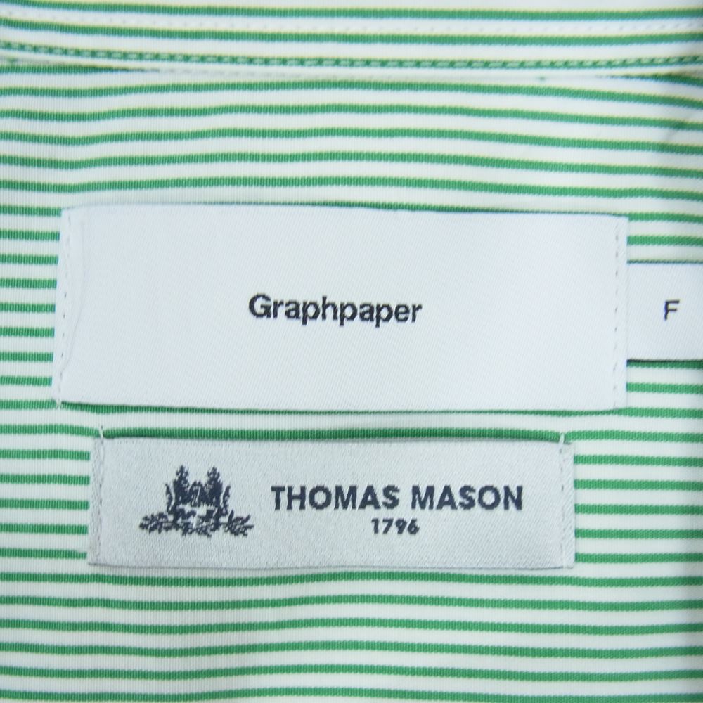 GRAPHPAPER グラフペーパー 22AW GM224-50021 Thomas Mason for GP L/S Oversized Regular Collar Shirt ホワイト系 グリーン系 F【中古】