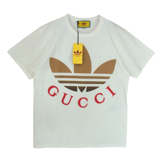 GUCCI グッチ 23SS 548334 XJE7A × adidas アディダス コットンジャージー 半袖 Tシャツ ホワイト系 M【新古品】【未使用】【中古】